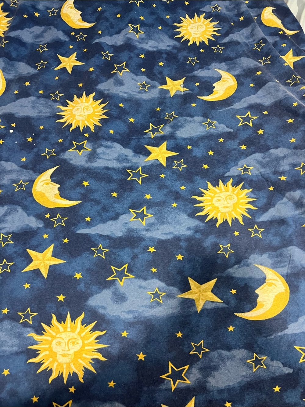 Hanes Blue Night Sky Sheet with Yellow Sun, Moon & Stars Twin sheet